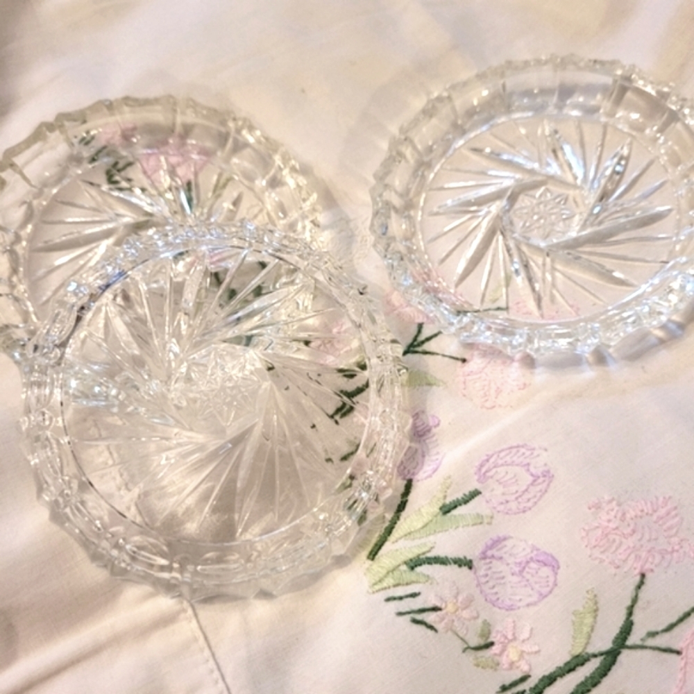 4/$26 Vintage 1970's Crystal Pinwheel Dishes